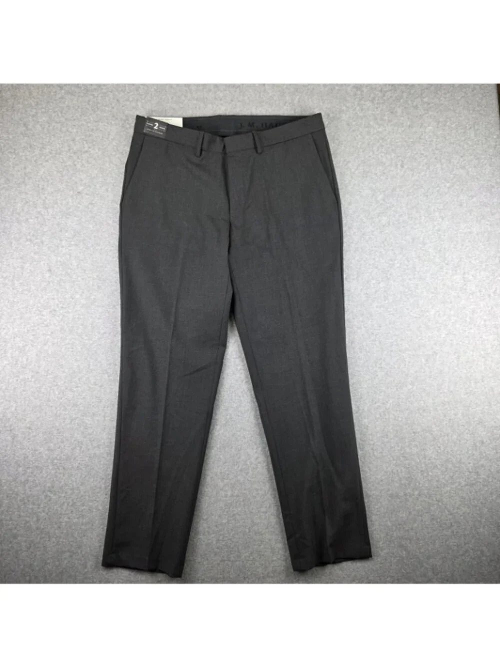 J.M. Haggar Premium Dress Pants Mens 36x30 Gray Slim Stretch Flat Front NWT